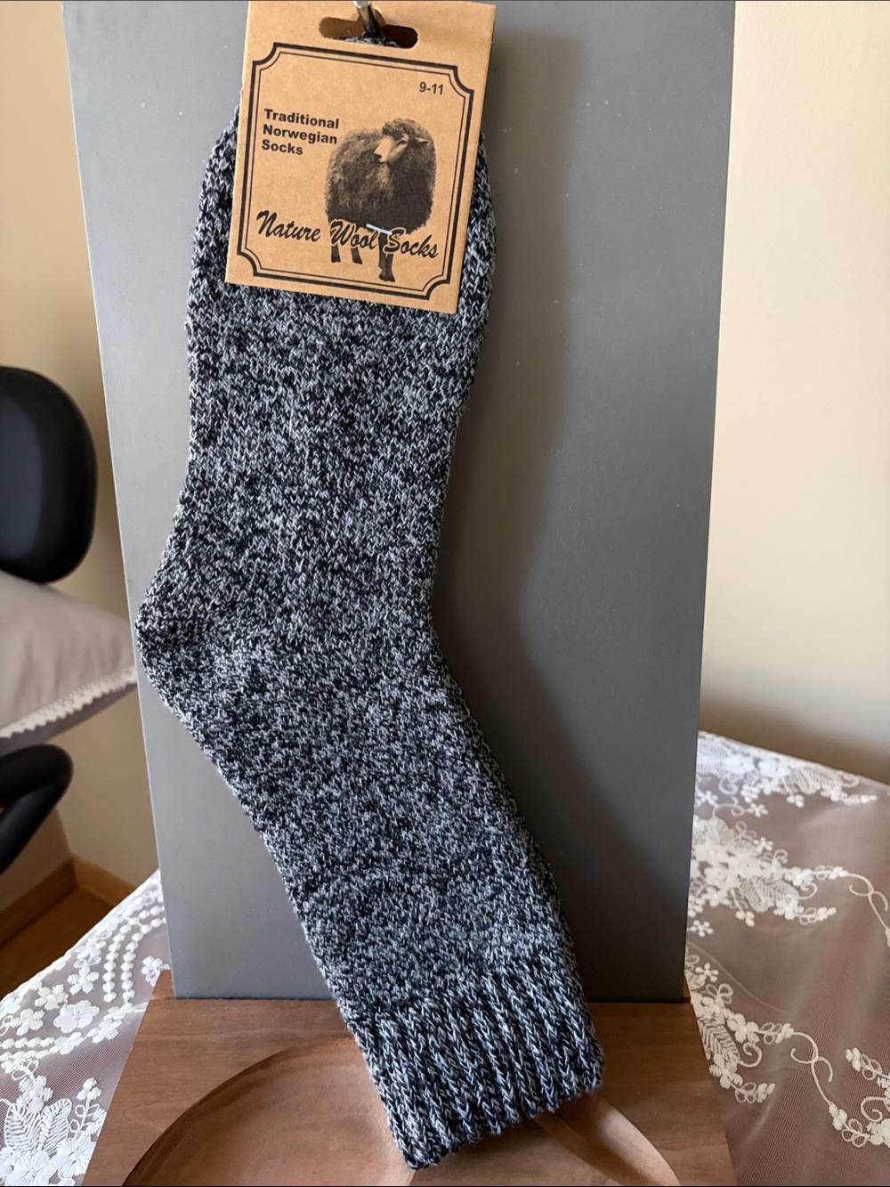 Grey Marled Alpaca Wool Socks